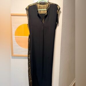 Jealous Tomato Black sheath Maxi Dress with Gold Trim